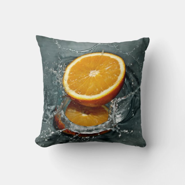 Orange Splash throw pillow (Front)