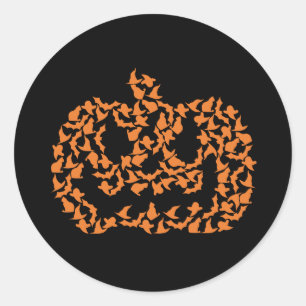 Orange Spooky Halloween Pumpkin jack o lantern Classic Round Sticker