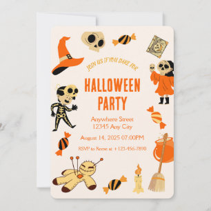 Orange Spooky Kid Halloween Party Invitation