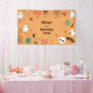Orange Spooky One Cute Halloween 1st Birthday Banner