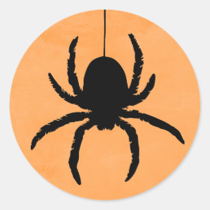 Orange Spooky Scary Halloween Spider Classic Round Sticker