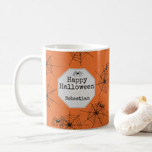 Orange Spooky Spider Halloween Mug