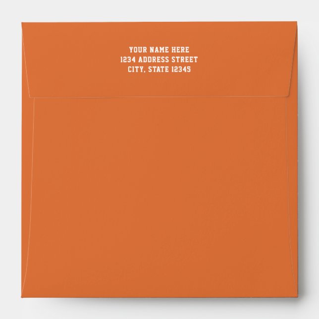 Orange Sport Lettering Address Wedding Envelope (Back (Top Flap))