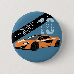Orange Sports Car 6 Cm Round Badge