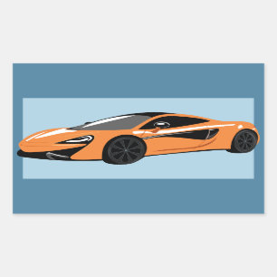 Orange Sports Car Invitation Rectangular Sticker