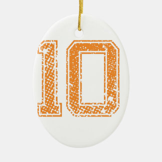 Orange Sports Jerzee Number 10.png Ceramic Tree Decoration