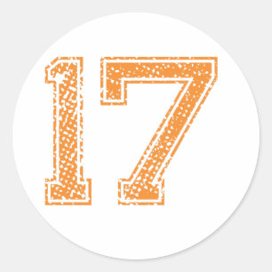 Orange Sports Jerzee Number 17.png Classic Round Sticker