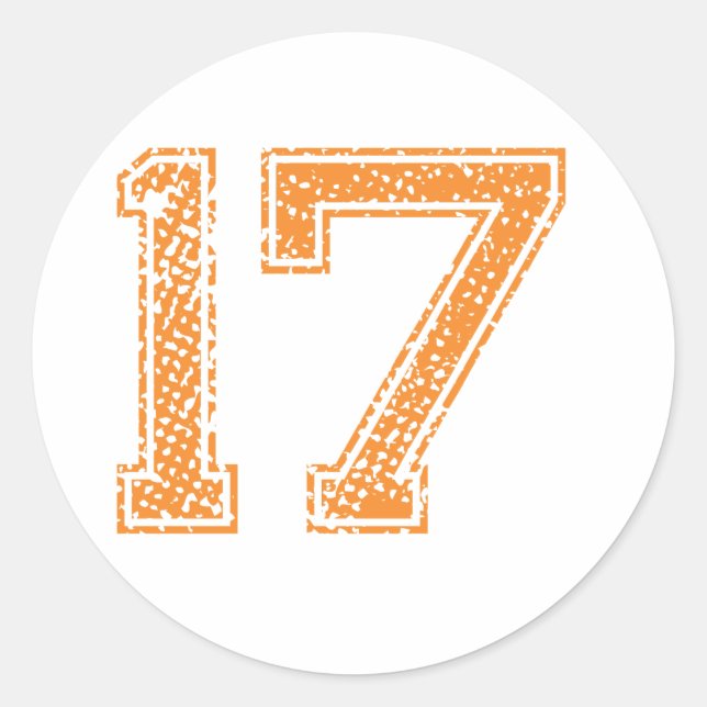 Orange Sports Jerzee Number 17.png Classic Round Sticker (Front)