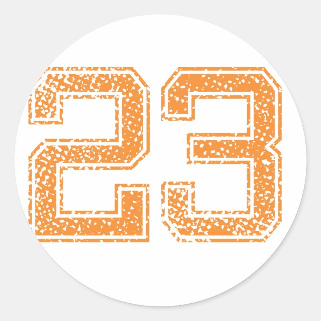 Orange Sports Jerzee Number 23.png Classic Round Sticker (Front)