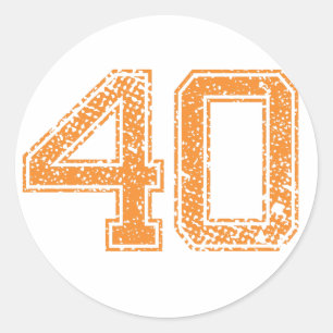 Orange Sports Jerzee Number 40.png Classic Round Sticker
