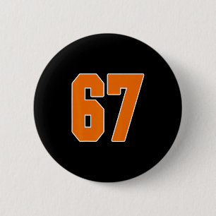 Orange Sports Number 67 Jersey Uniform Player Fan 6 Cm Round Badge