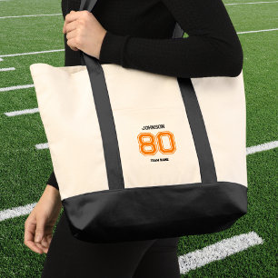 Orange Sports Team Custom Name Player Number Team Tote Bag