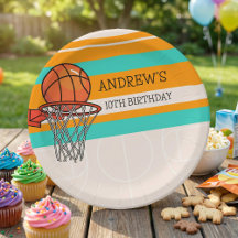 Orange Sporty Basketball Hoop Kids Birthday