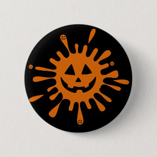 Orange spot with pumpkin face 6 cm round badge