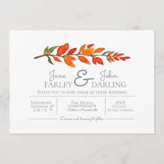 Orange Sprig Wedding Invitation