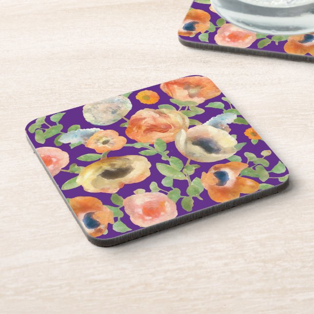 Orange Spring Flowers Coaster (Left Side)