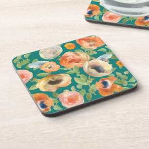 Orange Spring Flowers Coaster