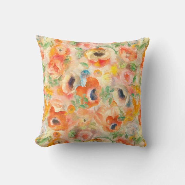 Orange Spring Flowers Cushion (Front)