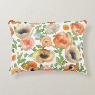 Orange Spring Flowers Decorative Cushion