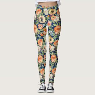 Orange Spring Flowers Leggings