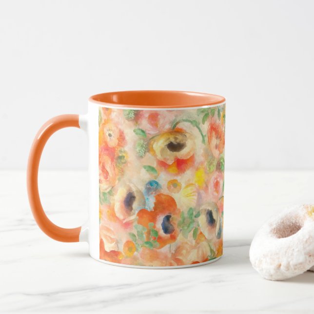 Orange Spring Flowers Mug (With Donut)