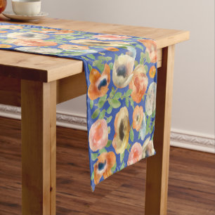 Orange Spring Flowers Short Table Runner