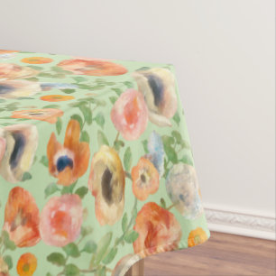 Orange Spring Flowers Tablecloth