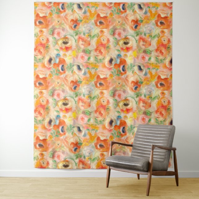 Orange Spring Flowers Tapestry (In Situ)