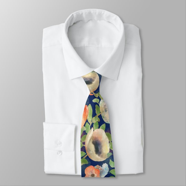 Orange Spring Flowers Tie (Tied)