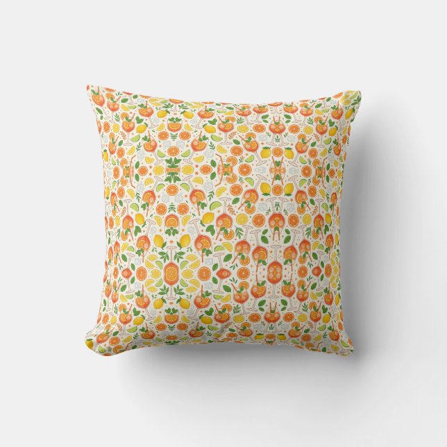 Orange Spritz Pattern Summer Cocktails Italian Ape Cushion (Front)