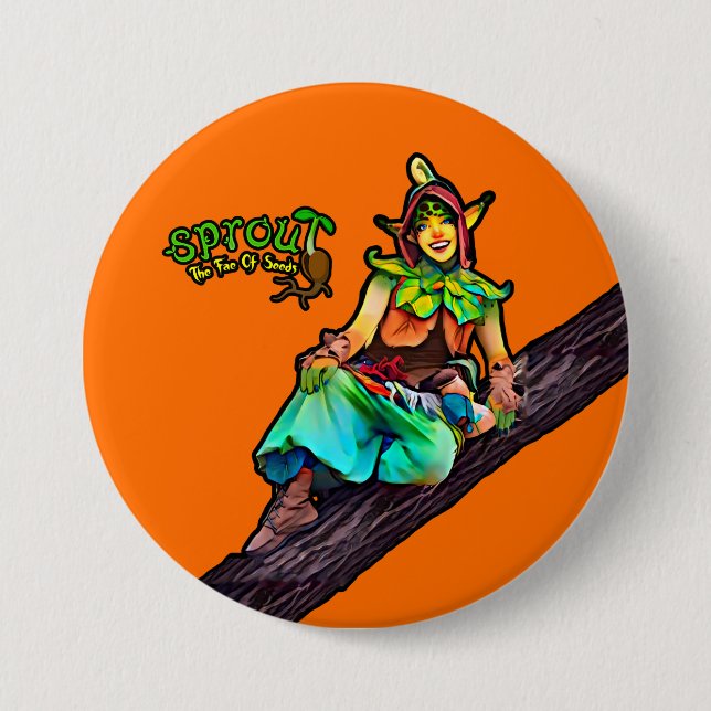 Orange Sprout Tree Button (Front)