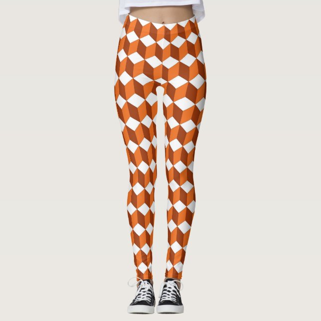 Orange Square: Abstract Vintage Background Leggings (Front)