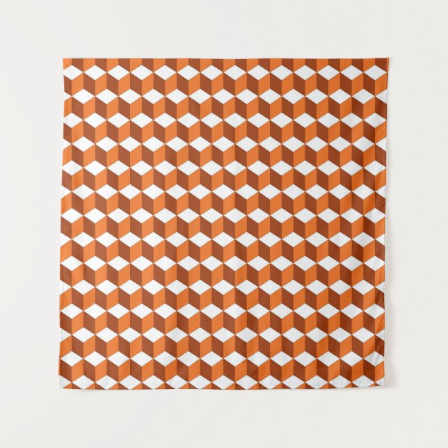 Orange Square: Abstract Vintage Background Tapestry (Front)