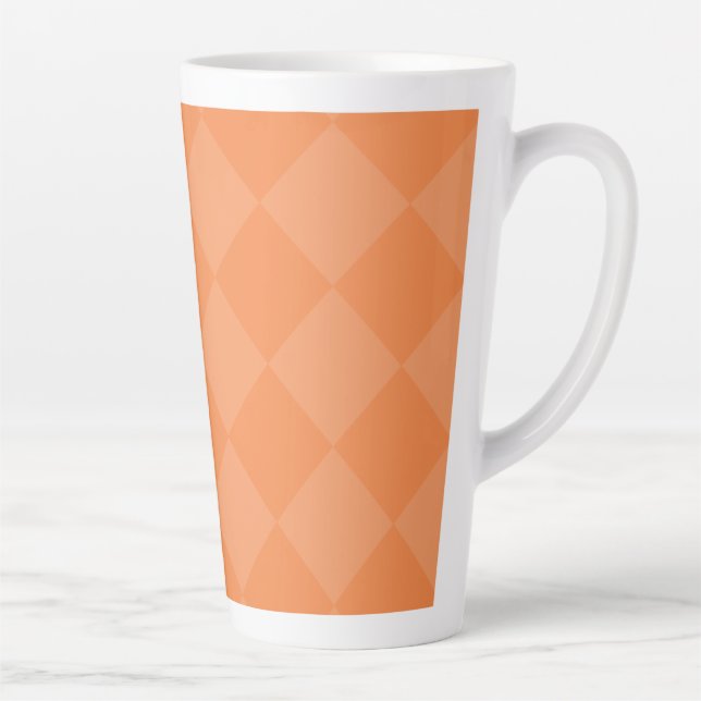 Orange Square Diamonds Pattern Latte Mug (Right)