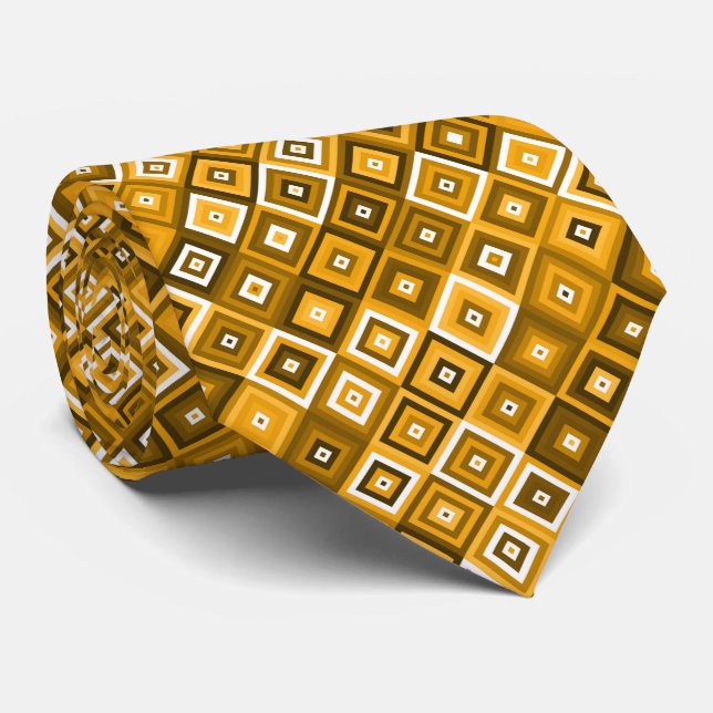 orange square geometric tie (Rolled)