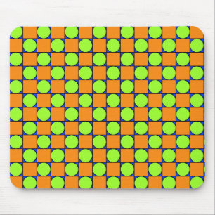 Orange Square & Green Circles Pattern Mouse Mat
