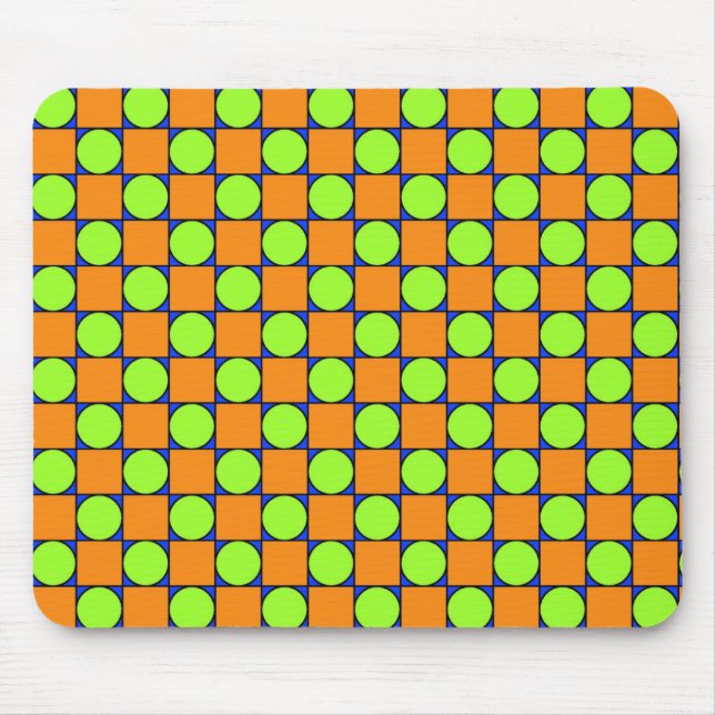 Orange Square & Green Circles Pattern Mouse Mat (Front)