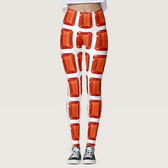 Orange Square Pattern Leggings (Front)