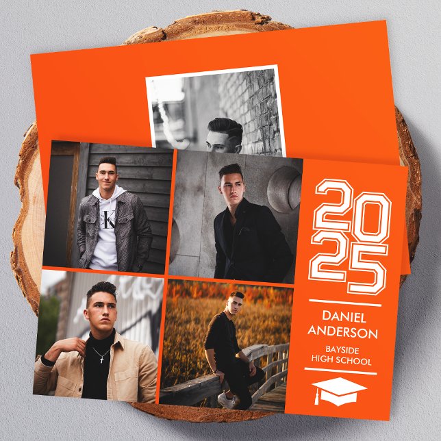 Orange Square Photo Mod Varsity Grad Announcement (Creator Uploaded)