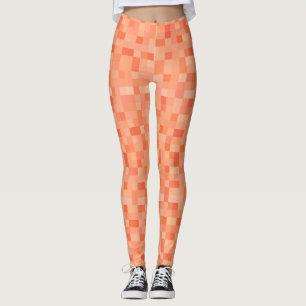 Orange Square Pixels  Leggings