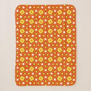 Orange square & triangle naïve retro pattern sherpa blanket