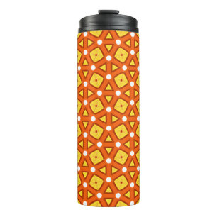 Orange square & triangle naïve retro pattern thermal tumbler