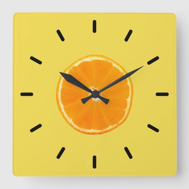 Orange Square Wall Clock (Front)