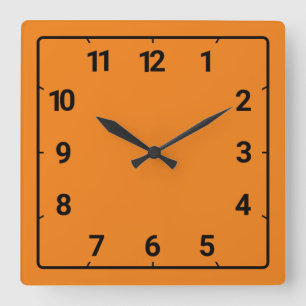 Orange Square Wall Clock