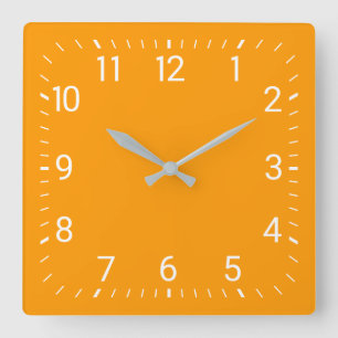 Orange Square Wall Clock
