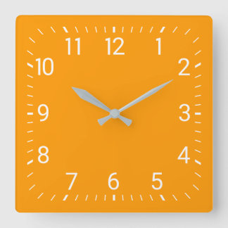 Orange Square Wall Clock