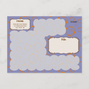Orange Squares Circle Purple Pattern Dizzy Artsy Postcard