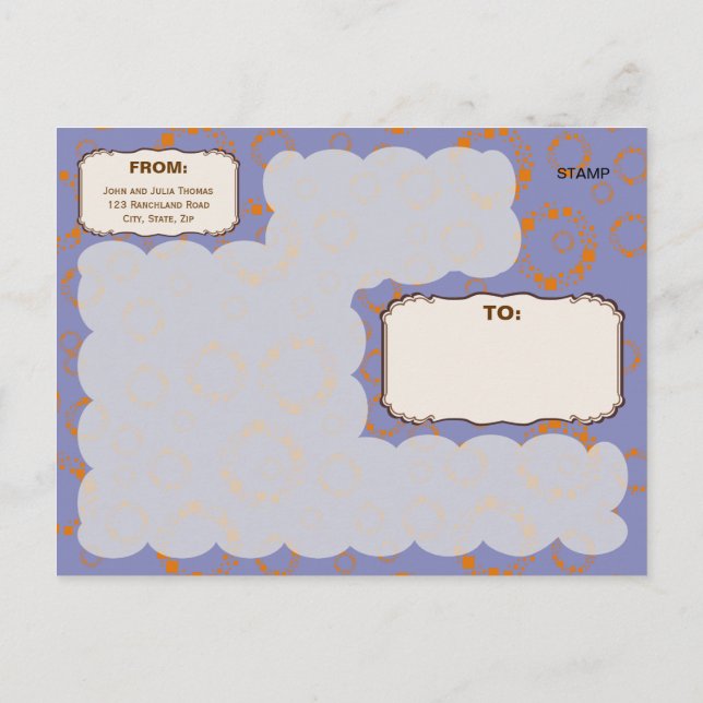 Orange Squares Circle Purple Pattern Dizzy Artsy  Postcard (Back)