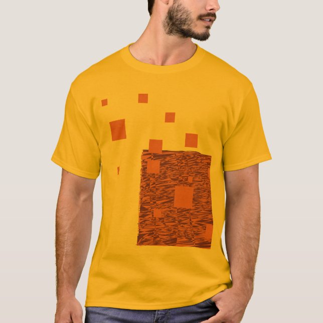 Orange Squares Float Brown Abstract Mesh Artsy  T-Shirt (Front)