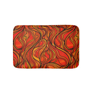 Orange Stained Glass Abstract Bath Mat